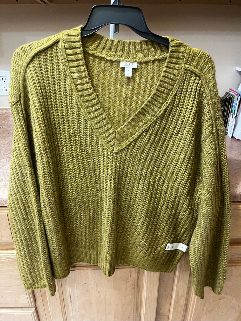 Ana Lime  Green V-Neck Chunky Knit Sweater